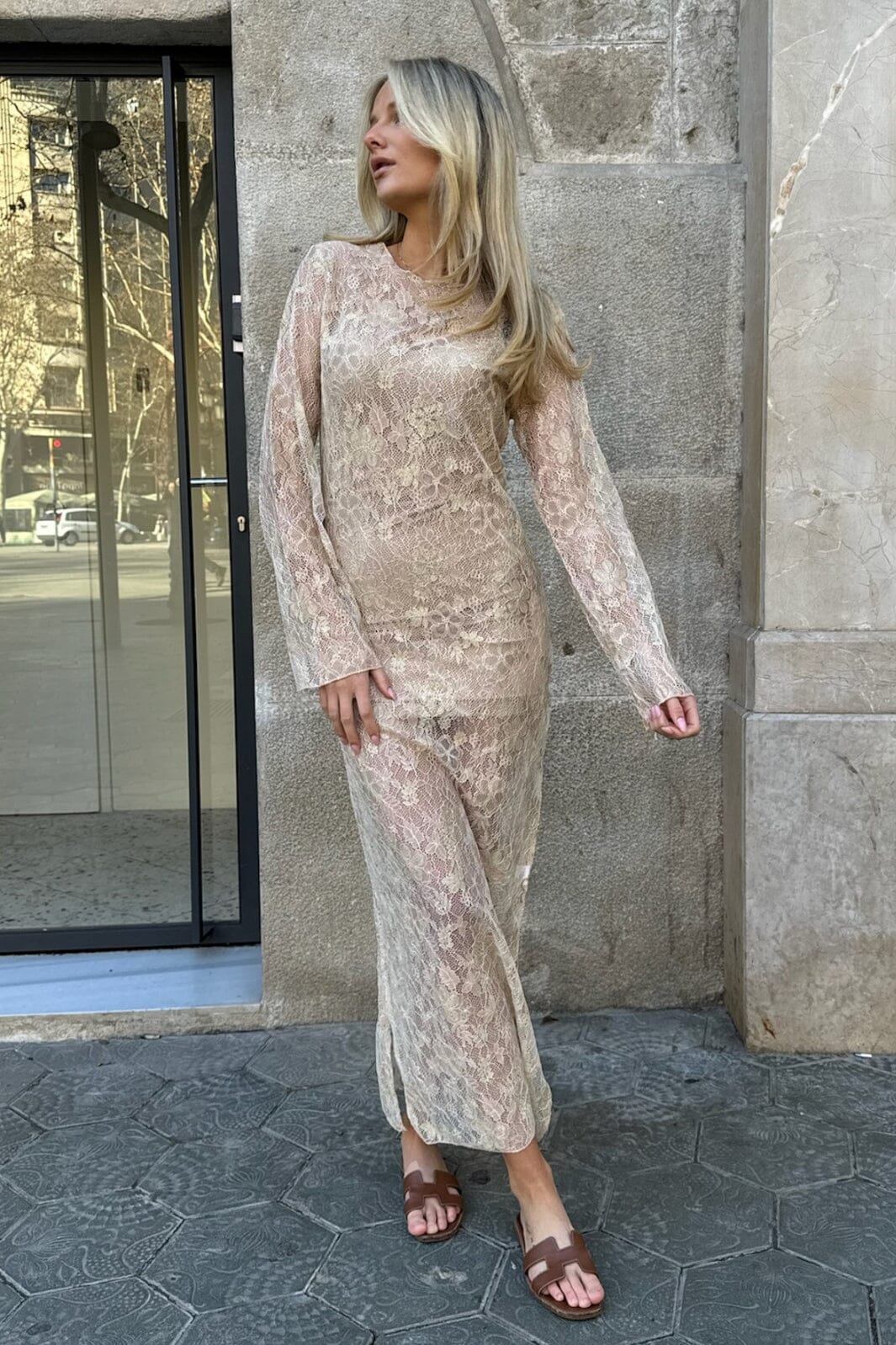 BYIC Leaic Lace Dress grf gold rose flower