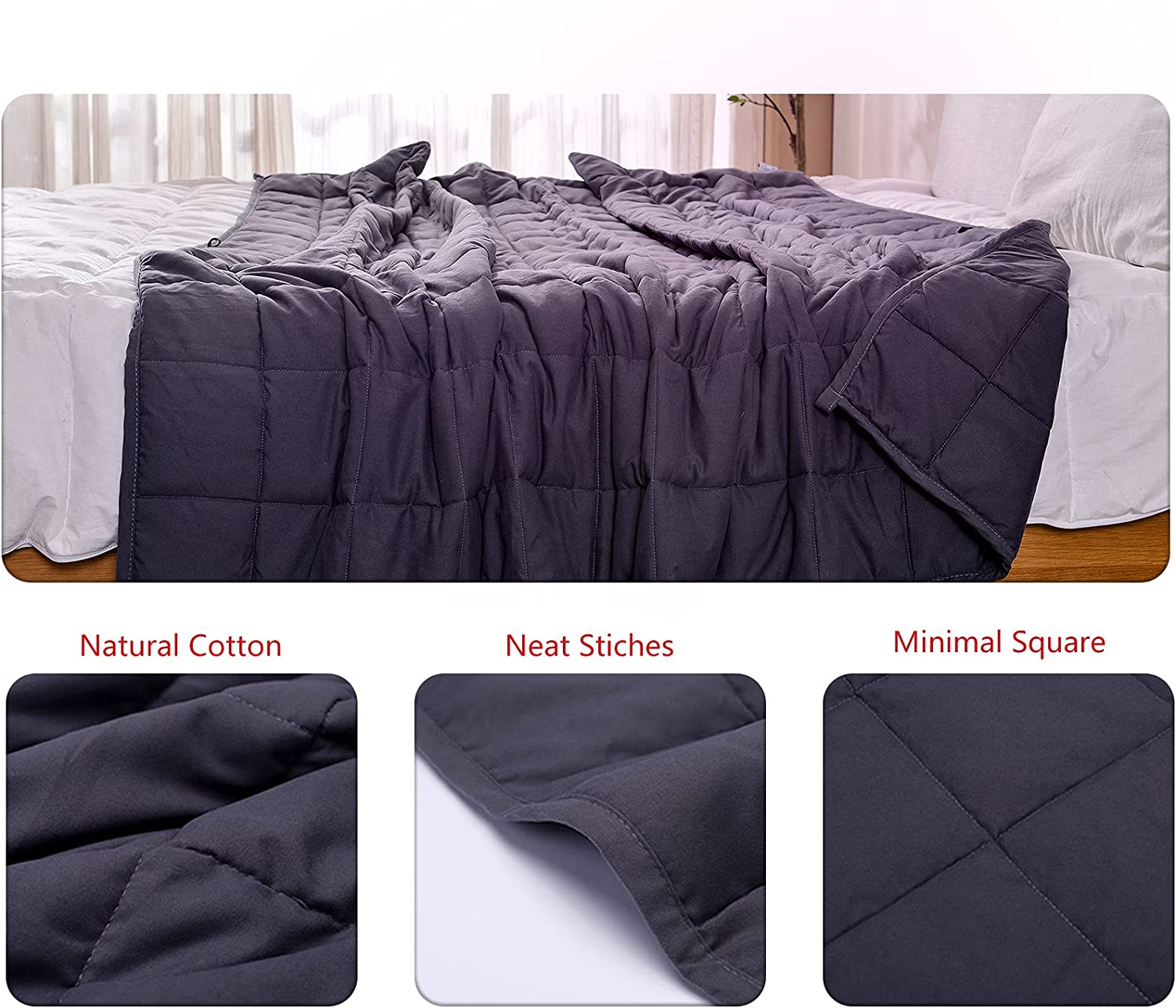 Heavy Blanket for Adult, Premium Cotton with Natural Glass Beads
