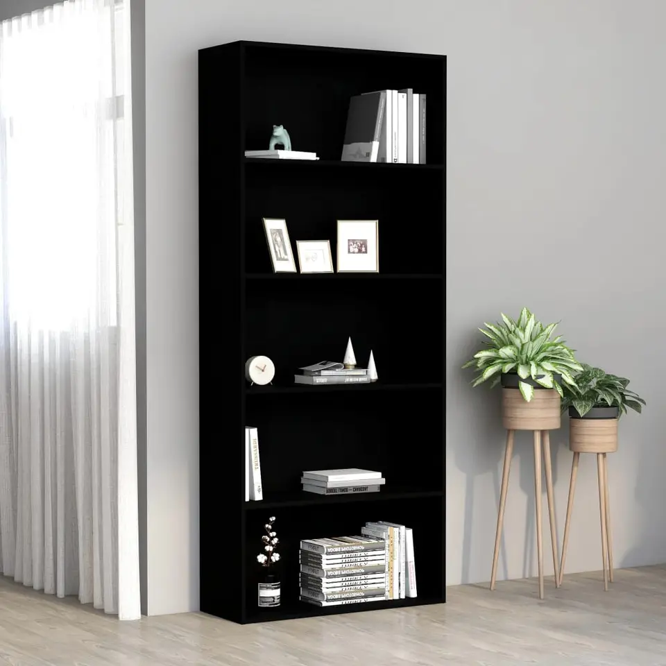 vidaXL - Boekenkast - Zwart - Bewerkt hout