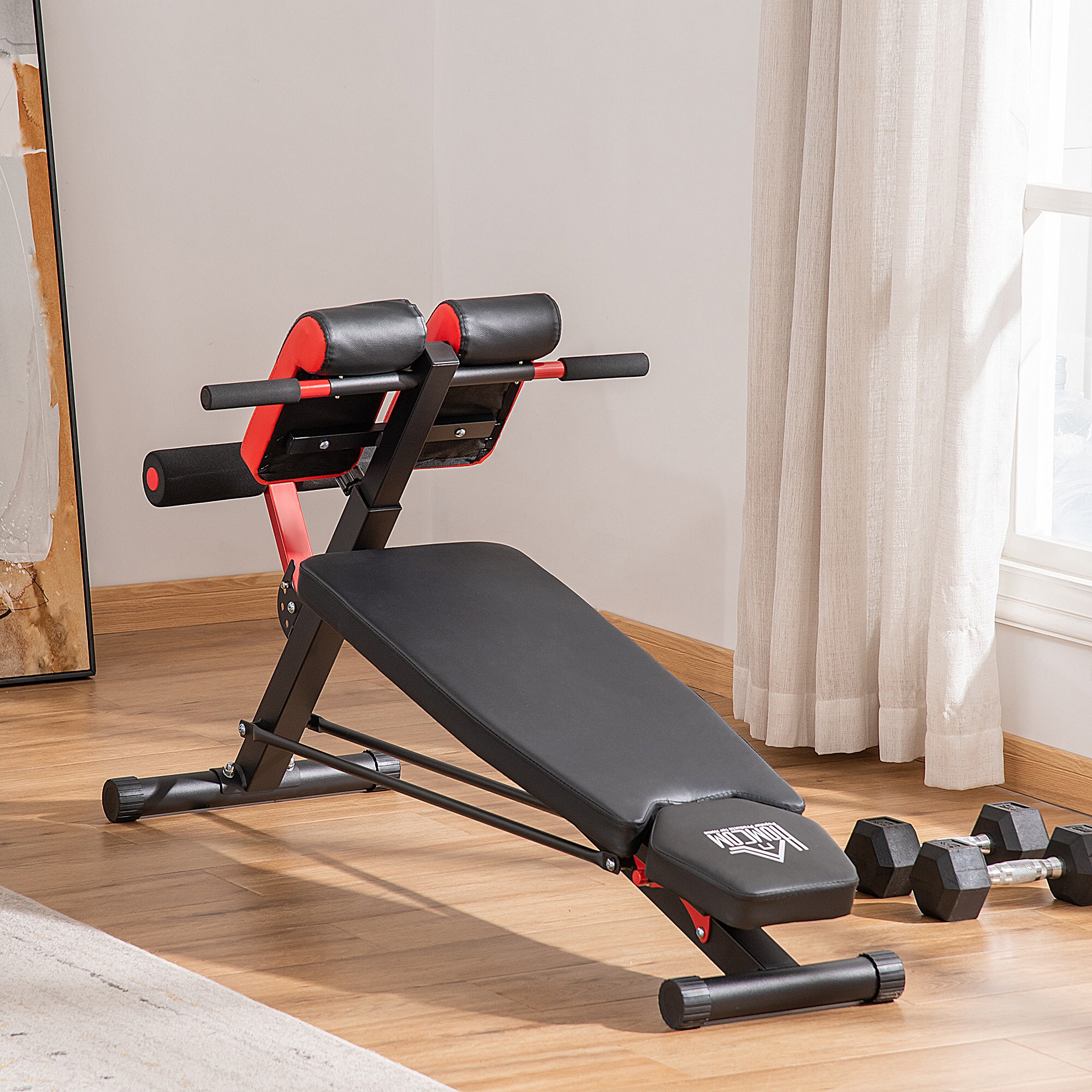 HOMCOM Multifunktionale Trainingsbank schwarz, rot 64 x 146 x 73,5-85 cm (BxTxH)
