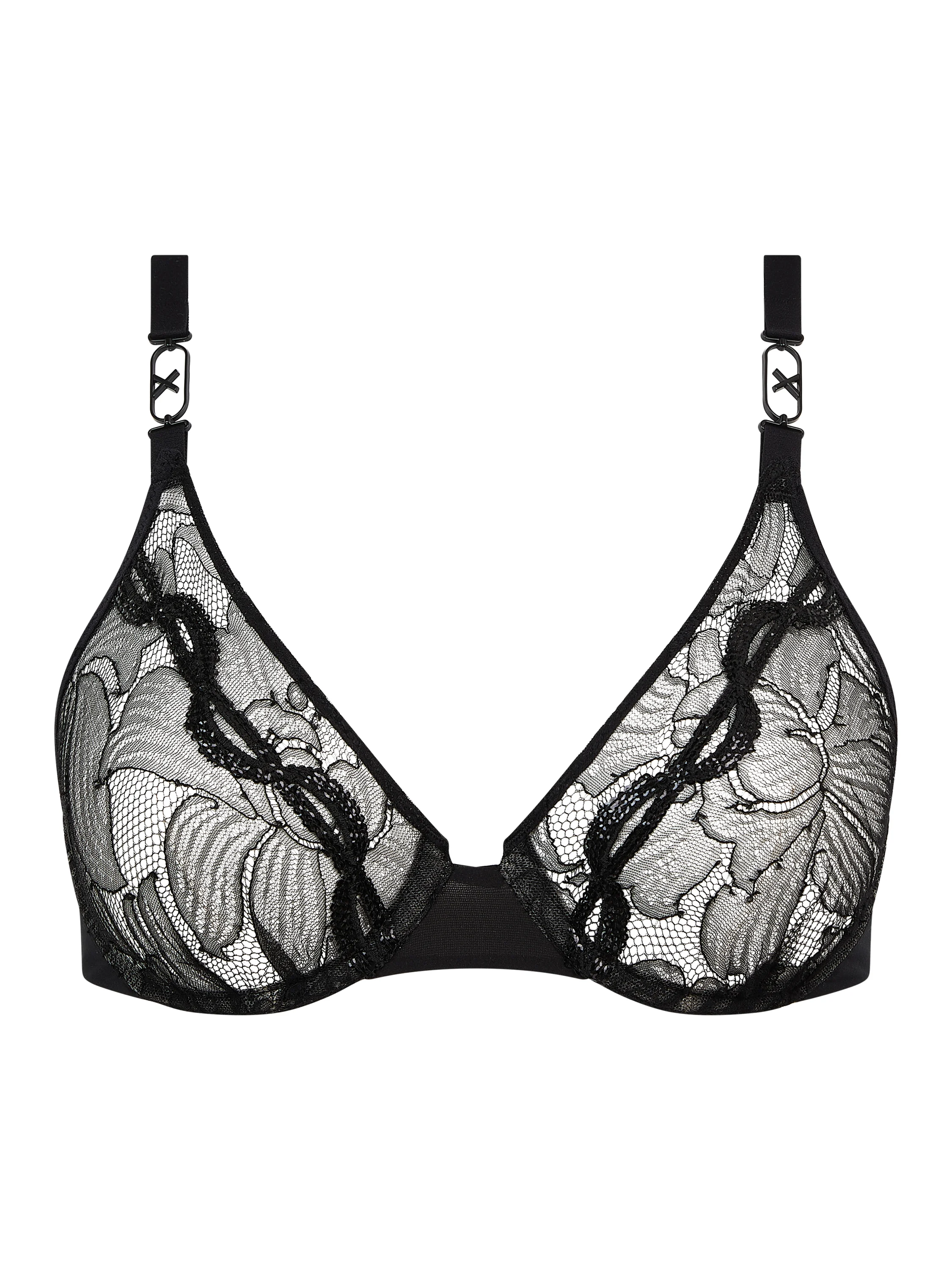 X TRAVAGANT - Soutien-gorge plongeant broderie | Noir