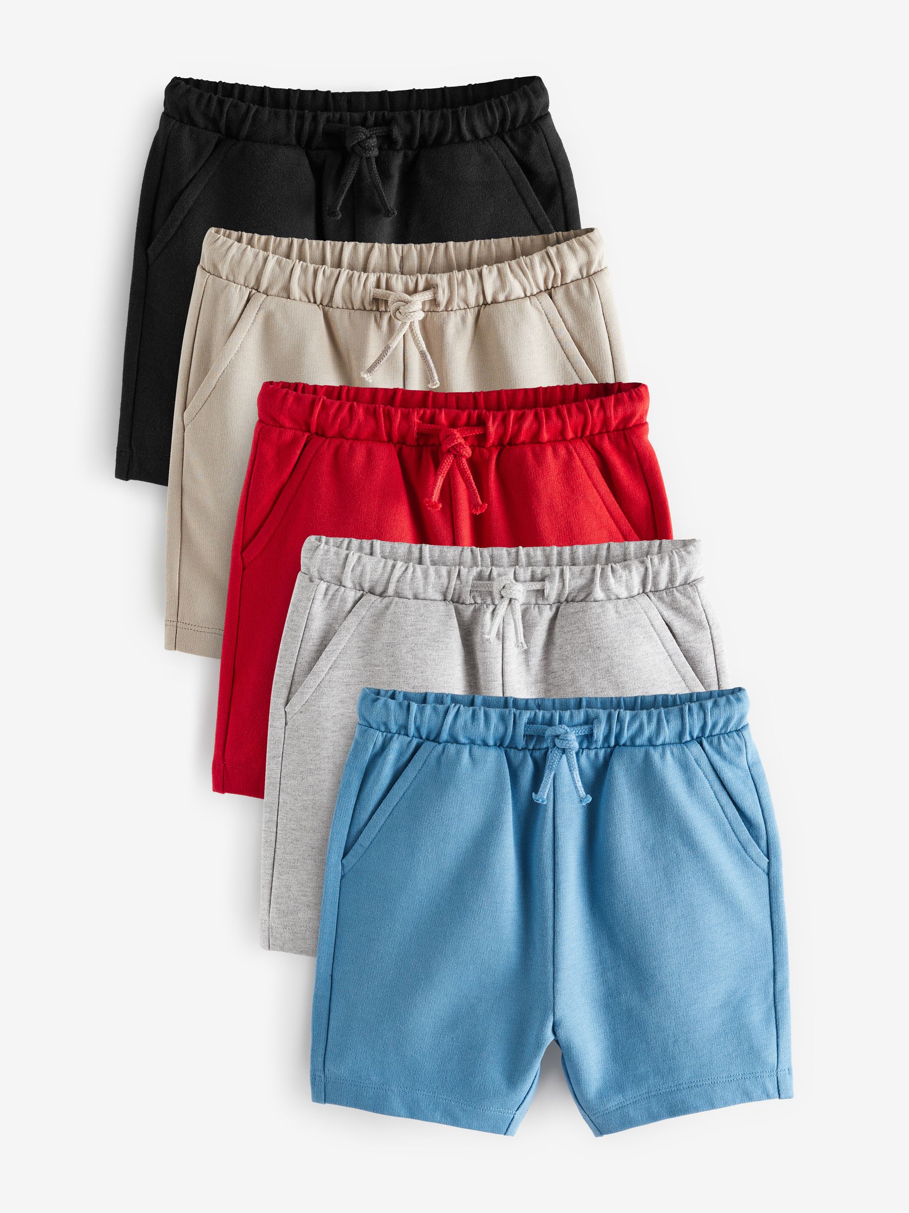 Grijs/marineblauw/rood - Verpakking van 5 jersey shorts (3mnd -7jr)
