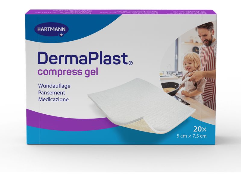 DermaPlast Wundauflage Compress Gel 7.5 cm x 7.5 cm 20 Stüc Beschichtete Wundauflage für Brand-, Schürf-, Schnitt- und Risswunden