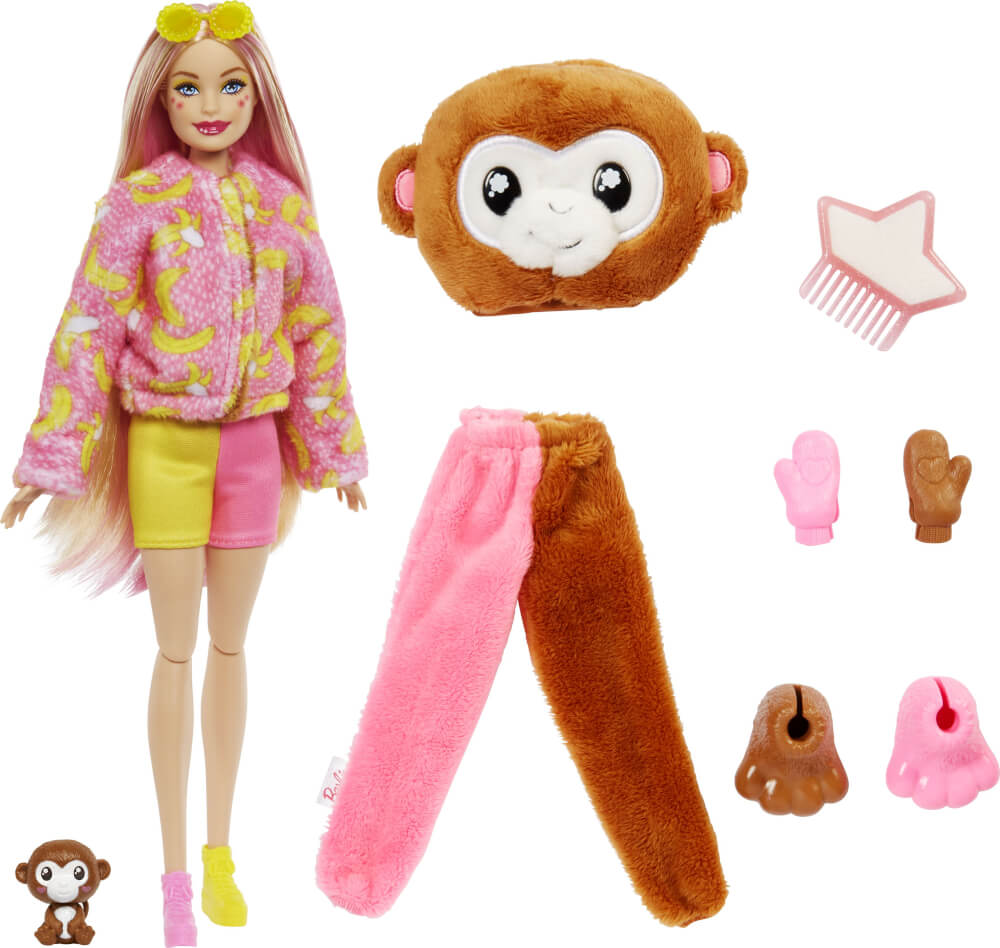 Mattel HKR01 Cutie Reveal Barbie Jungle Series - Monkey