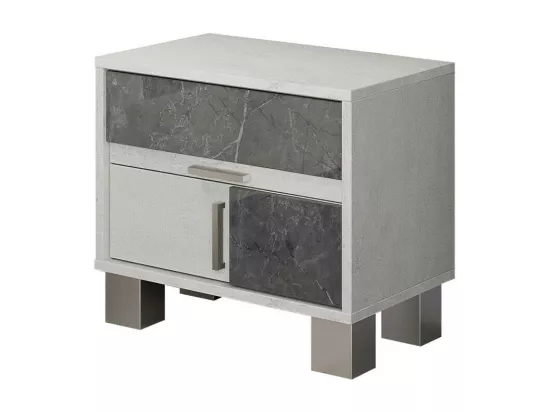 Chambre complète 140x190 Marbre gris + Led - FEDANE