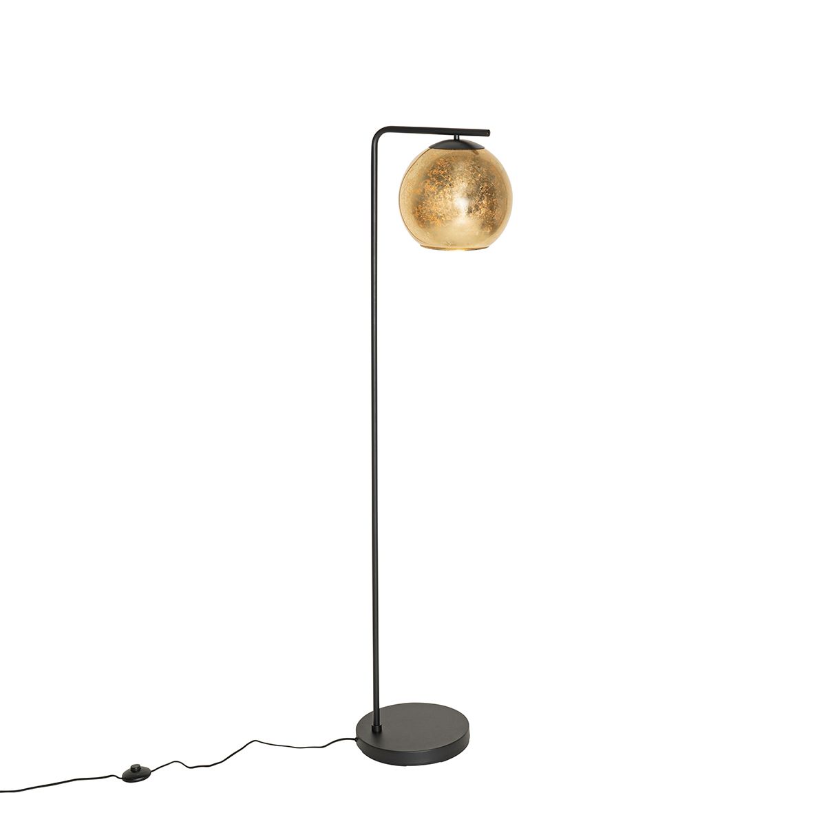 Design vloerlamp zwart met goud glas - Bert