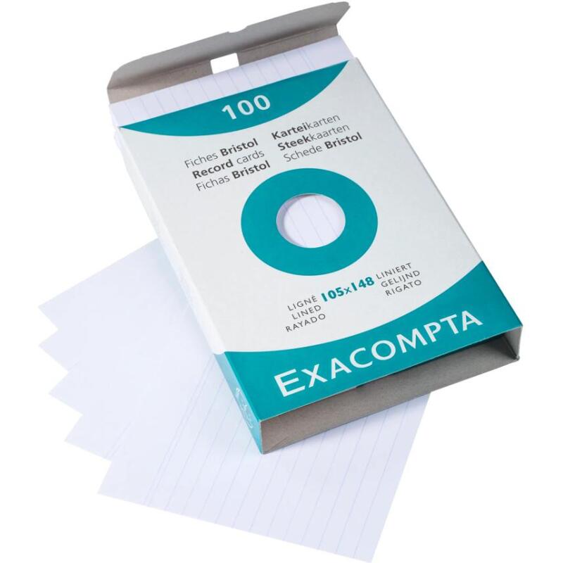 Étui de 100 fiches - bristol blanc ligné non perforé 105x148mm - Blanc