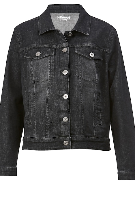 Jeansjacke, Hemdkragen, Knopfleiste, langer Arm