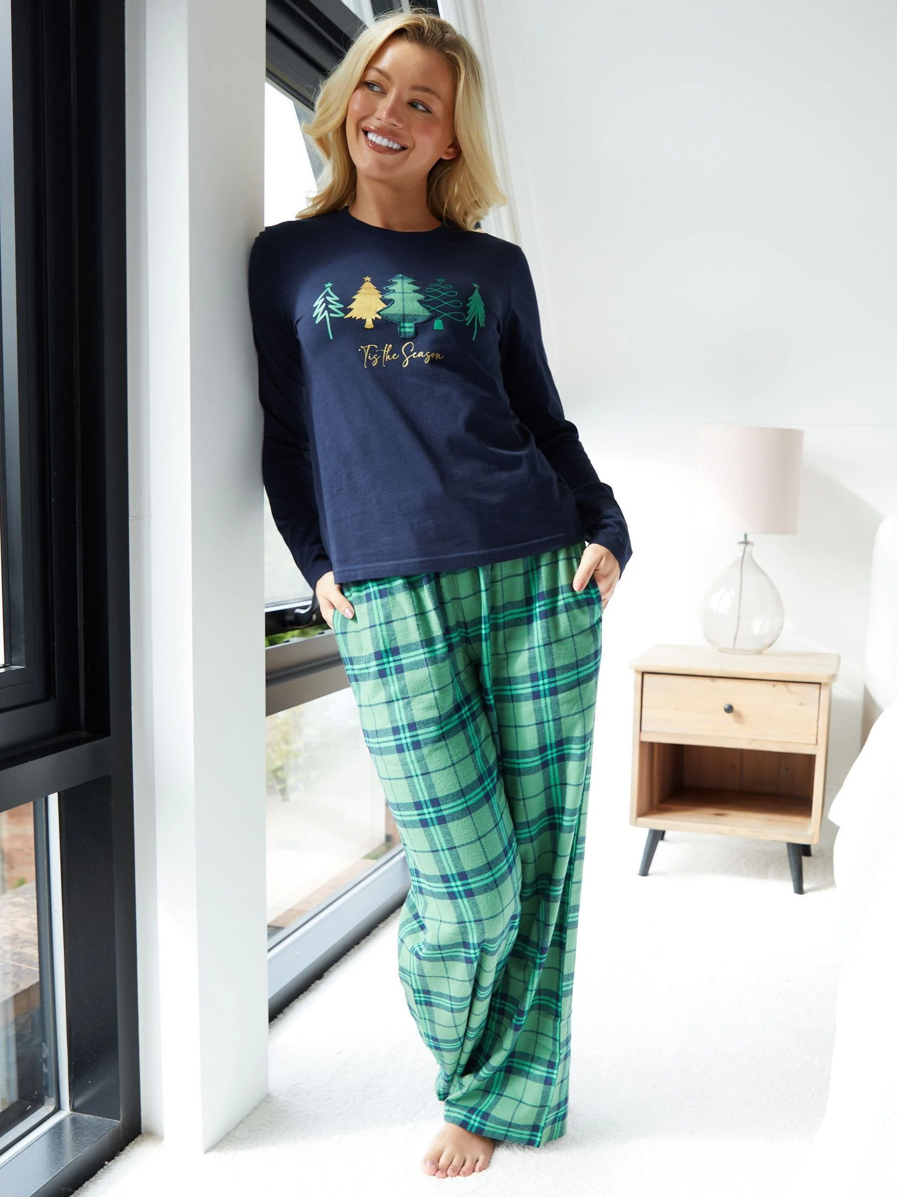 Threadbare lange Pyjama's met Kerstmis Print (2Pieces Set)