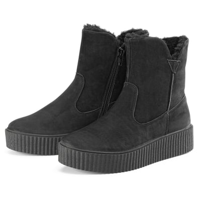 Damen-Nubukboot gefüttert, Schwarz