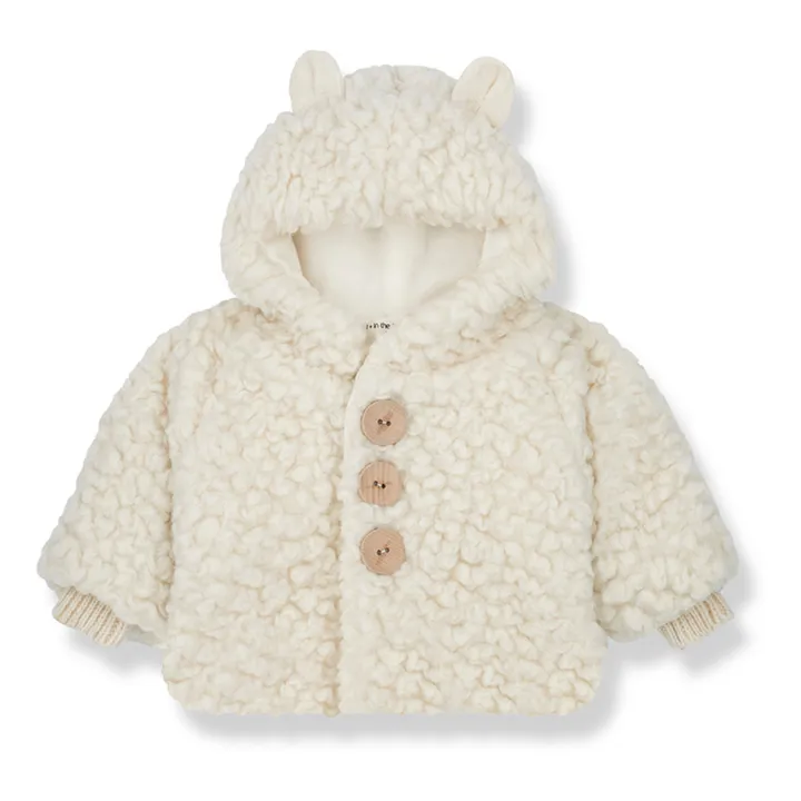 1+ in the family Veste Capuche Façon Fourrure Coton Laine Apolline | Ecru
