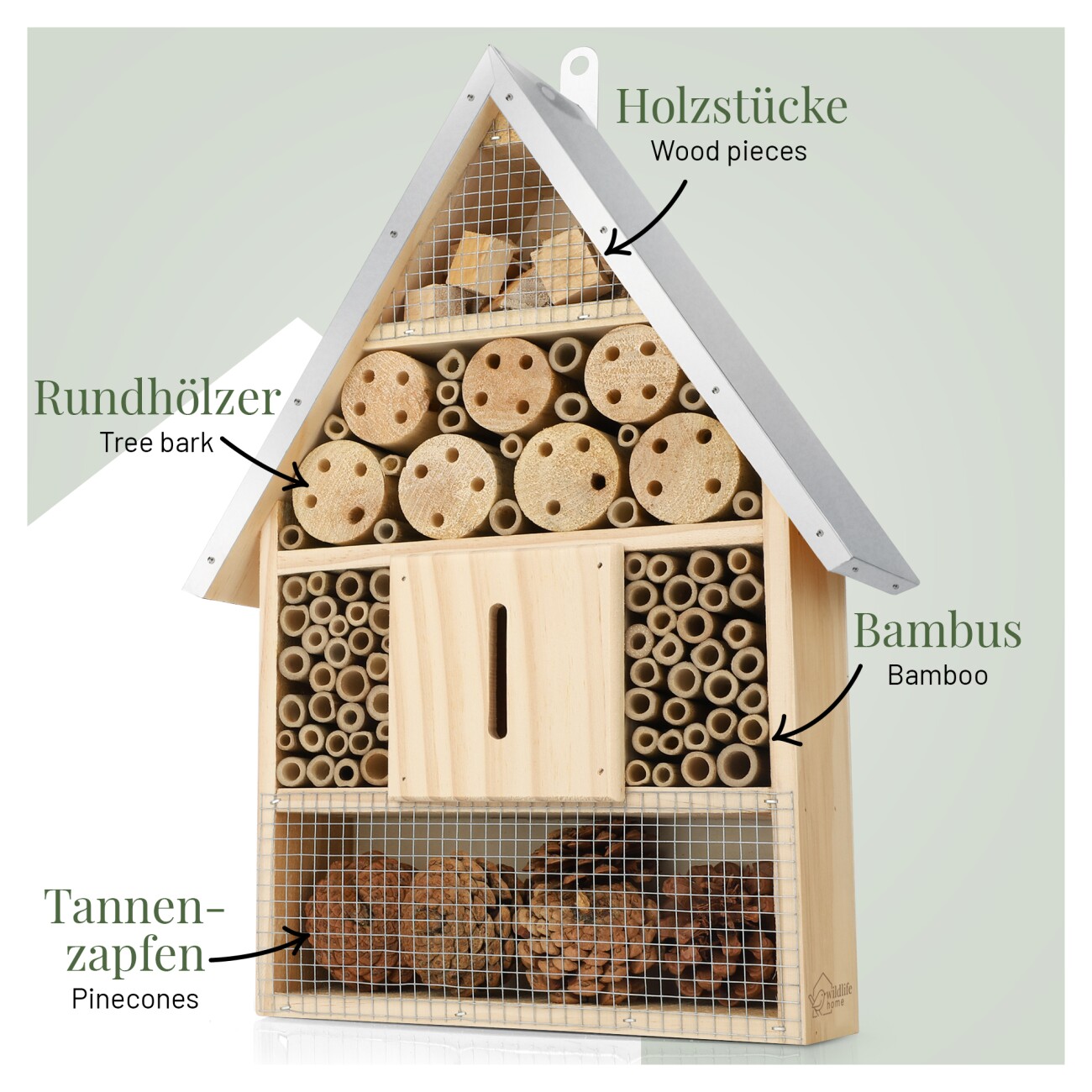 WILDLIFE HOME Großes Insektenhotel mit Metalldach