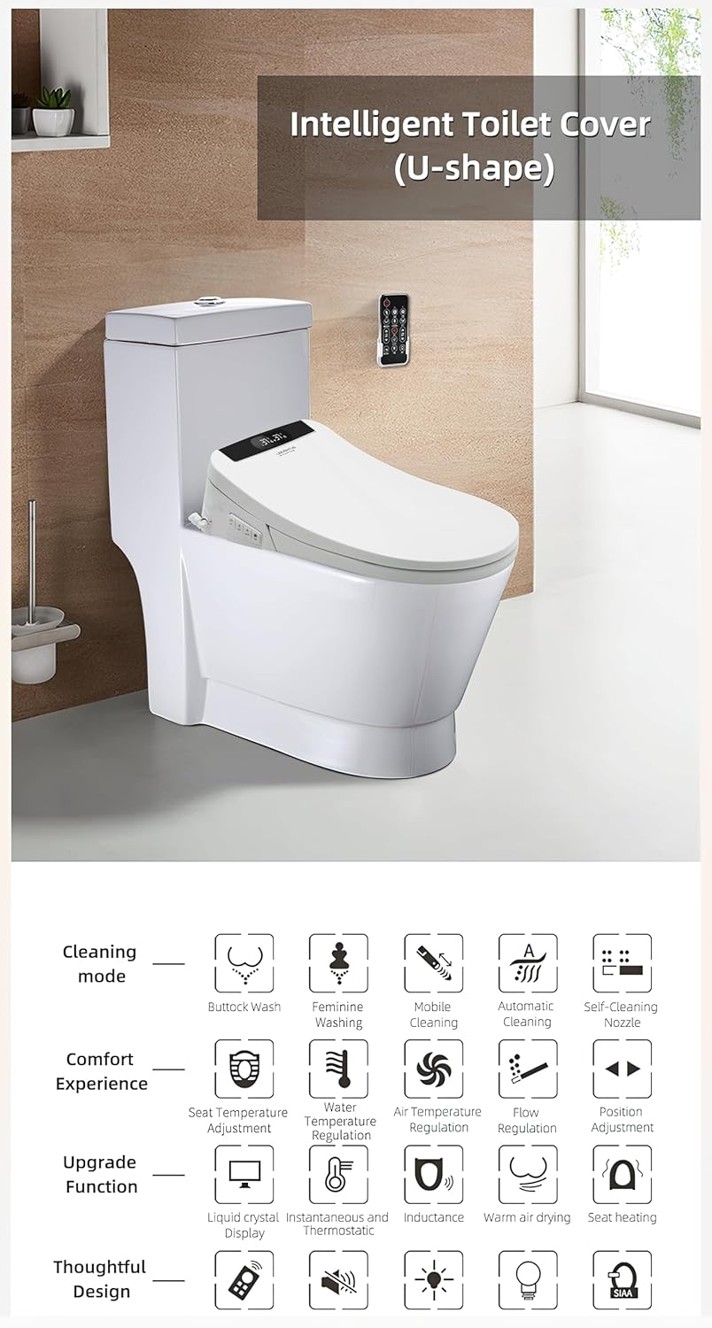L-MSC403 neues Modell, Smart Bidet mit RF-Fernbedienung – Tanklos, Durchlauferhitzer, Sitzheizung, LED-Nachtlicht, Föhn, Ladydusche & Gesäßdusche, oszillierende Düse