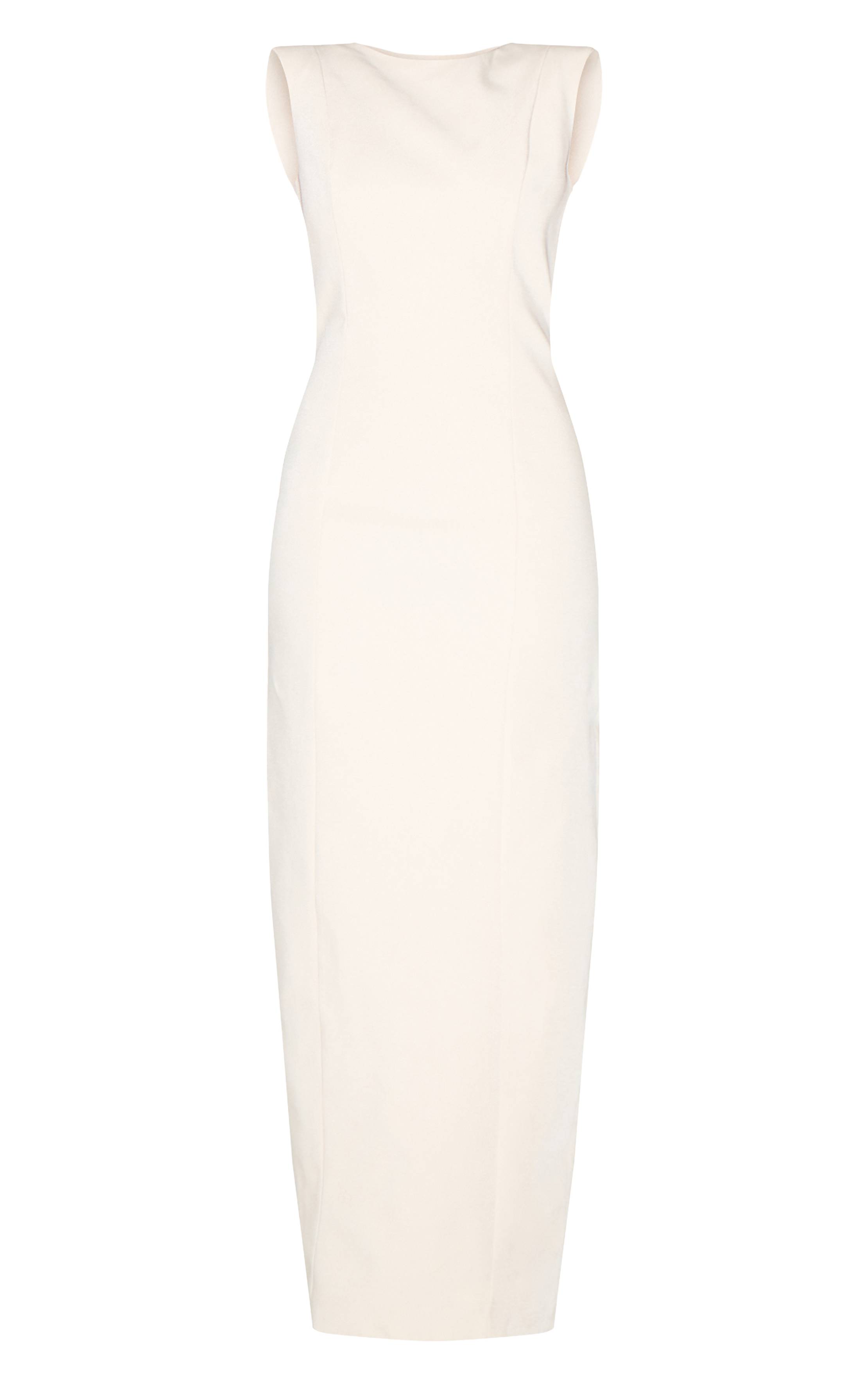 Crème Robe Longue Tissée À Encolure Bateau