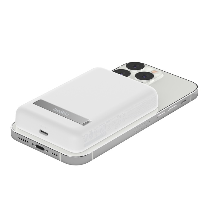(10W) 5000mAh Boost Charge Magnetische MagSafe Qi Wireless Powerbank USB C Ladegerät   Klappbarer Ständer (BPD004BTWT) - Weiss