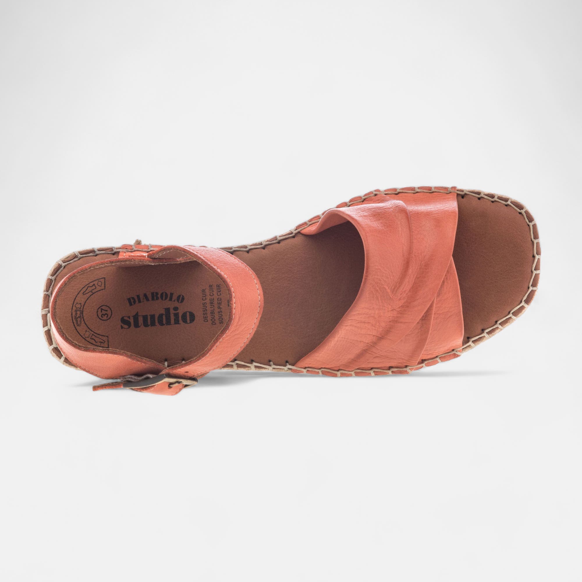 Sandales Femme en cuir corail