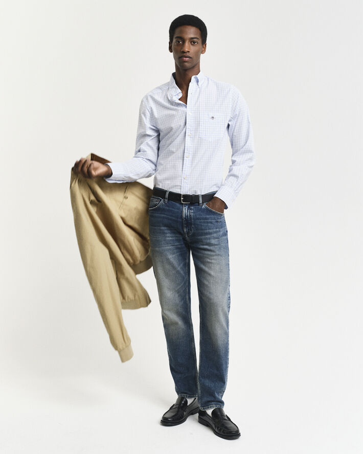 Gant REG CLASSIC POPLIN GINGHAM SHIRT Light blue