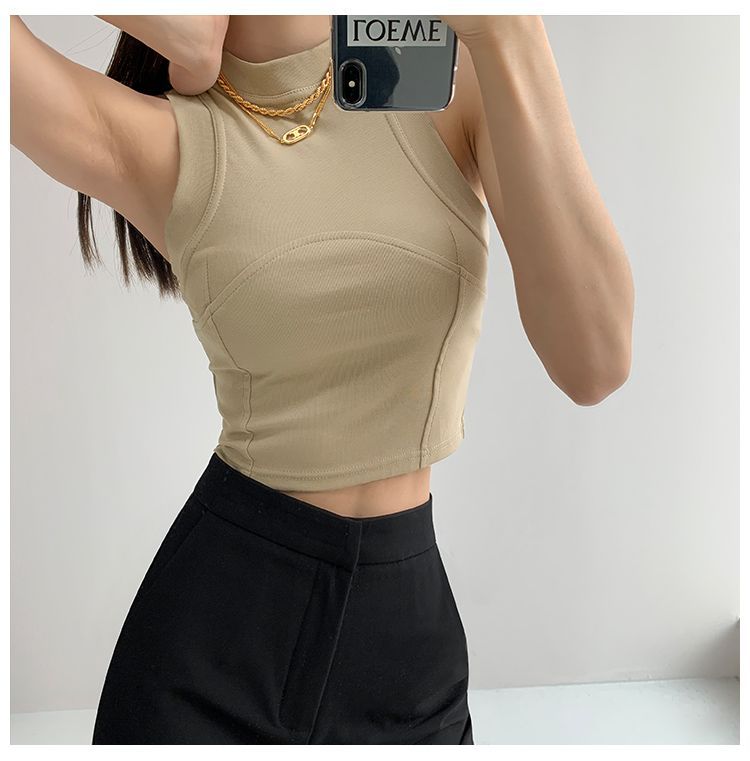 Shira - Tanktop met gepaneelde hals en hoge hals