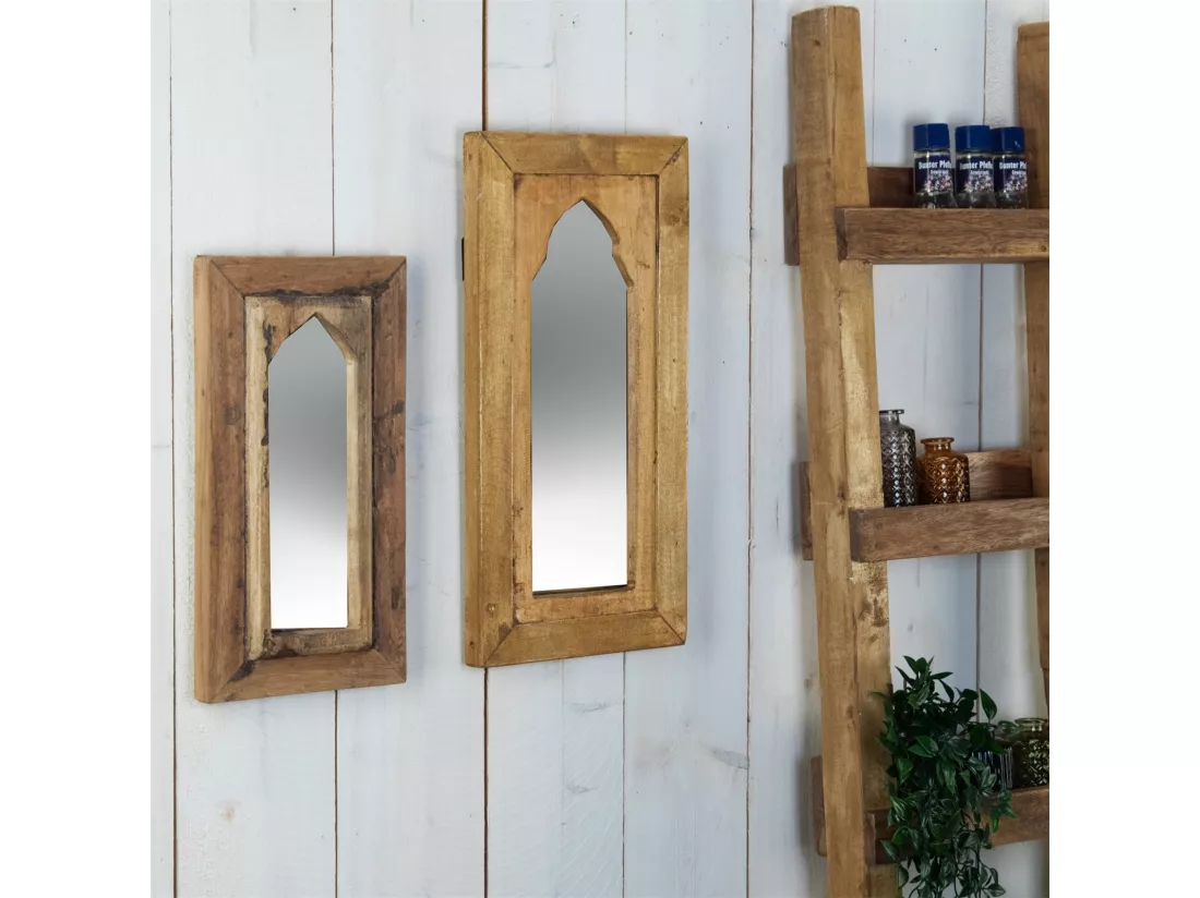 MIROIR MURAL Yara 40x20 cm bois massif couleurs naturelles