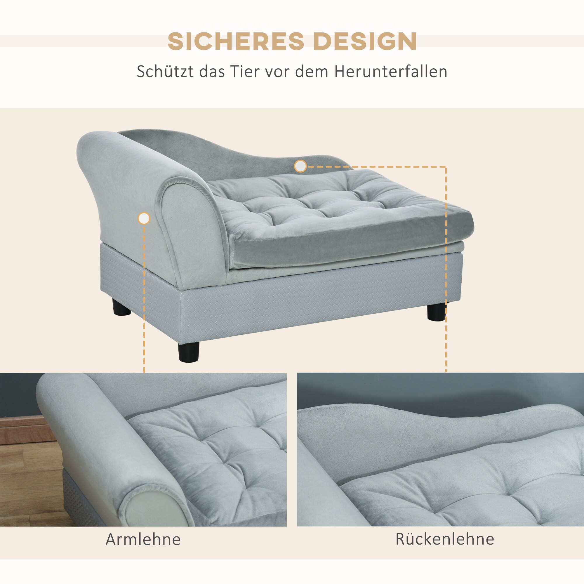 PawHut Hundesofa hellblau 76 x 45 x 41,5 cm (BxTxH)