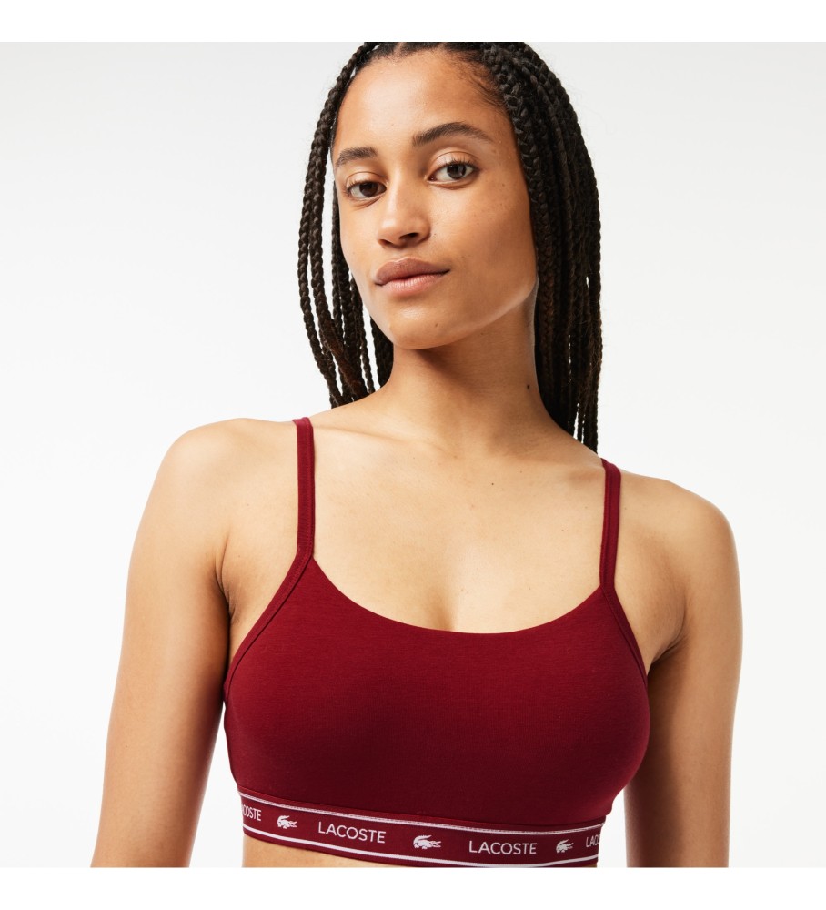 Sutiã Lacoste Bralette Bandeau com Logo Borgonha