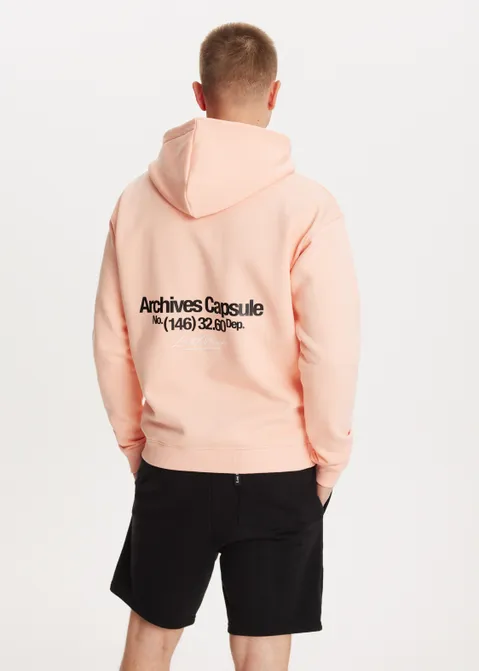 Hoodie met print archives rood (PEACH)