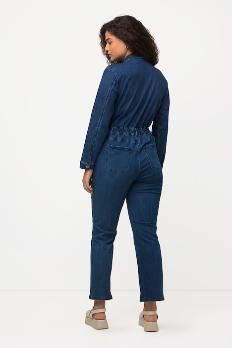 Jeans-Boilersuit, Jeans-Overall, Hemdkragen, Langarm