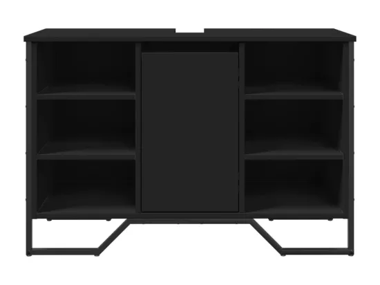Armoire lavabo de salle de bain noir 91x35x60 cm