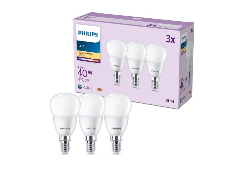 Philips Lampe LED 40W P45 E14 WW FR ND 3CT/8 EC Warmweiss Classic LED E14 Lampe