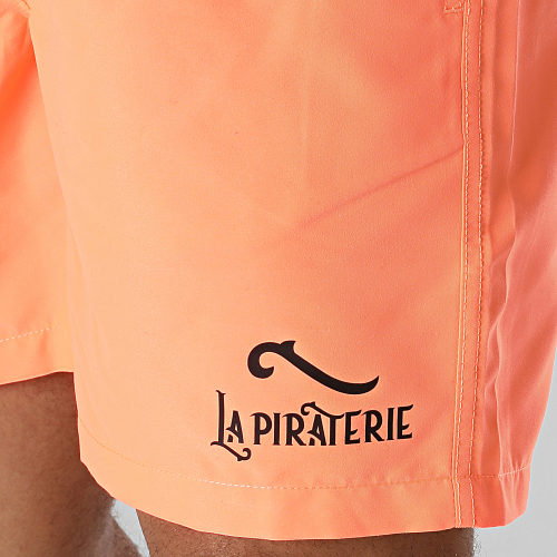 Short De Bain Logo 2 Orange Fluo Noir