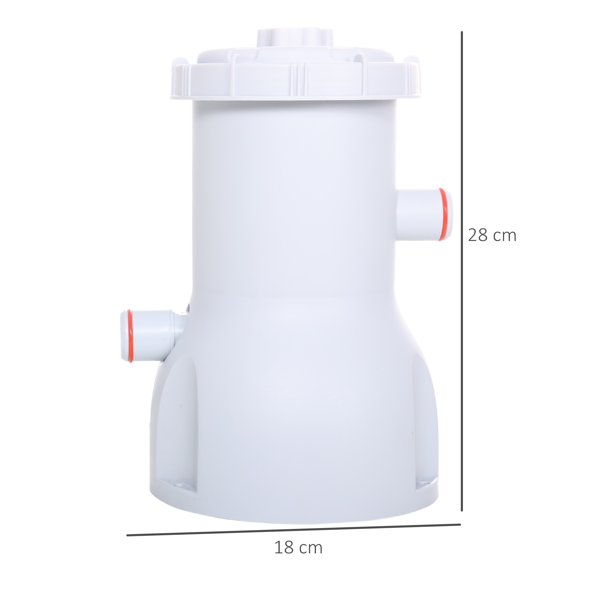 Bomba de filtro Outsunny 3028 L/h para piscinas acima do solo de até 15.000 L, com mangueiras de conexão de 32 mm, Ø18x28 cm, branca.