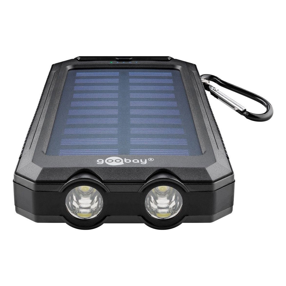 (8000mAh) Outdoor Solar Powerbank mit Taschenlampe IP45 (49216) - Schwarz