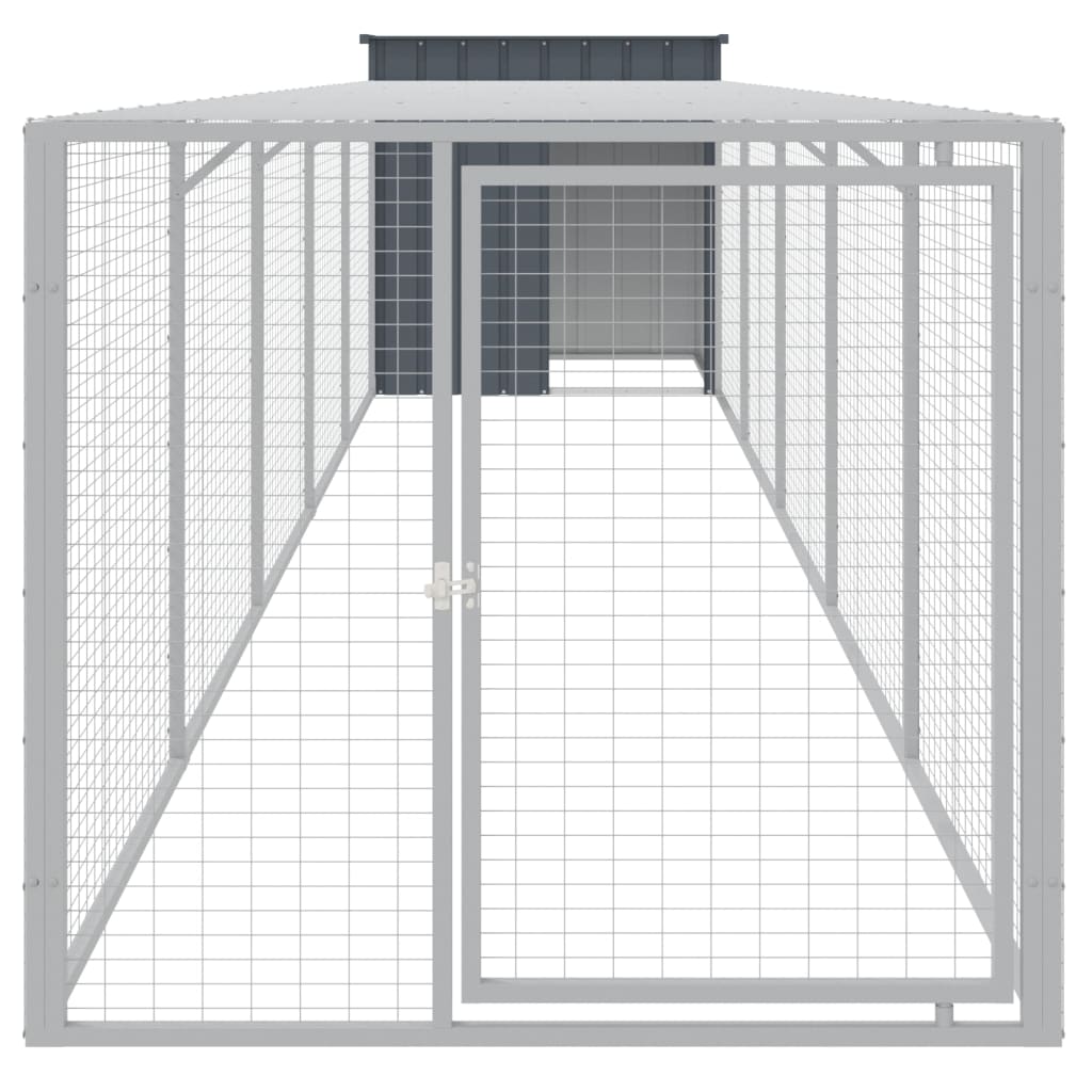 Galinheiro vidaXL com área externa, aço galvanizado, cinza, 110x1017x110 cm