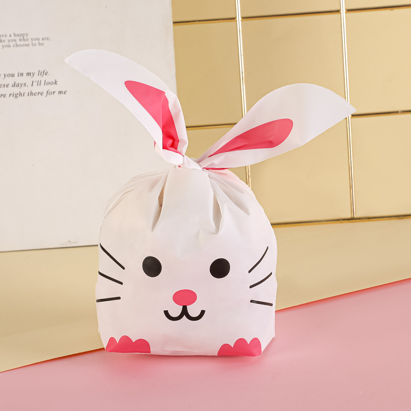 (50er Set) Ostern Tüten Candy Gift Osterhase Tasche Osternest - Weiss / Pink