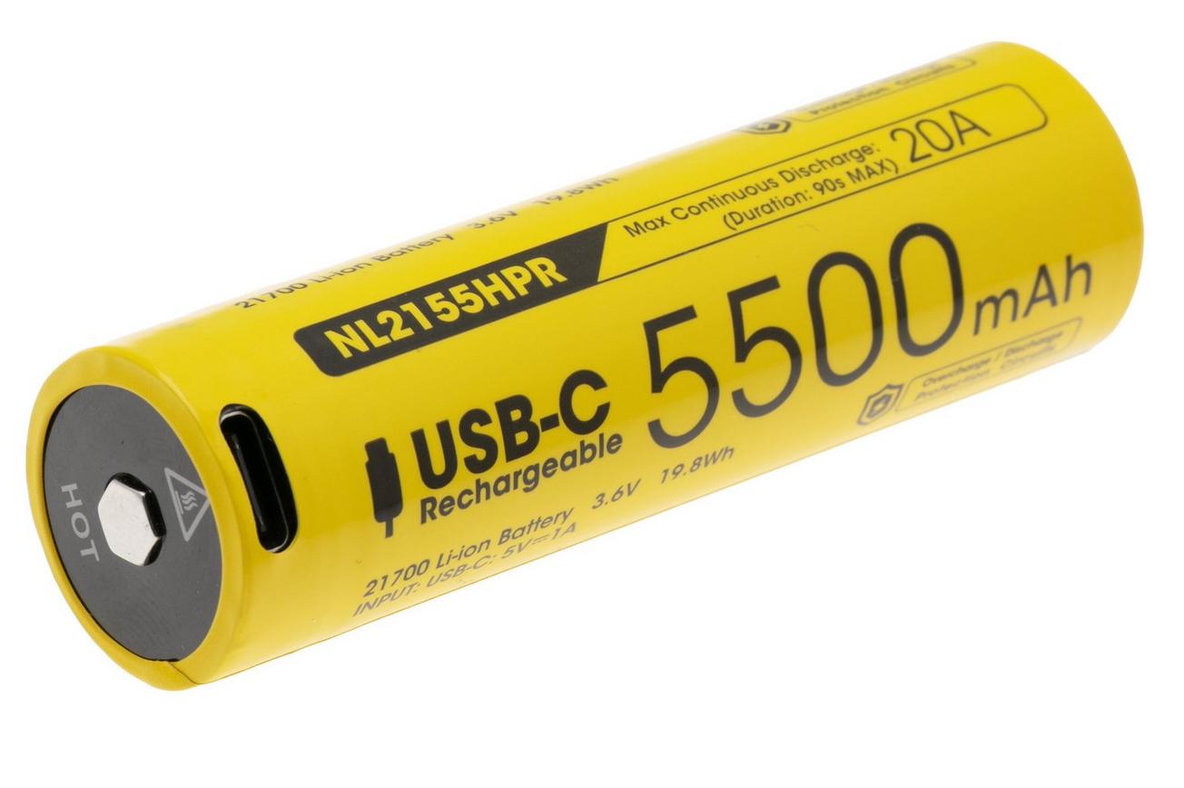 Nitecore NL2155HPR USB-C oplaadbare 21700 Li-ion accu, 5500 mAh