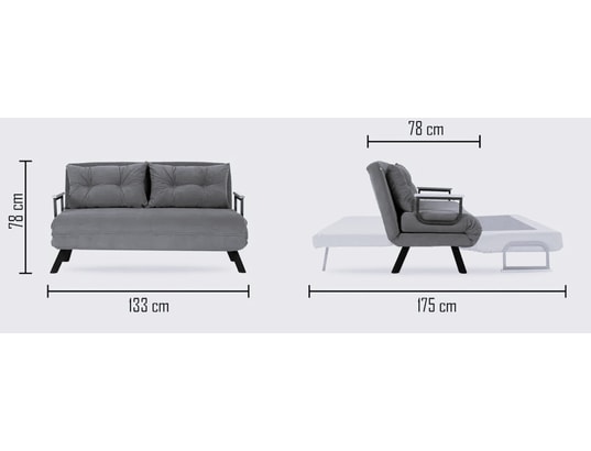 CONCEPT1 - Canapé lit Sando 2 places vert pétrole 133 x 78 x h78
