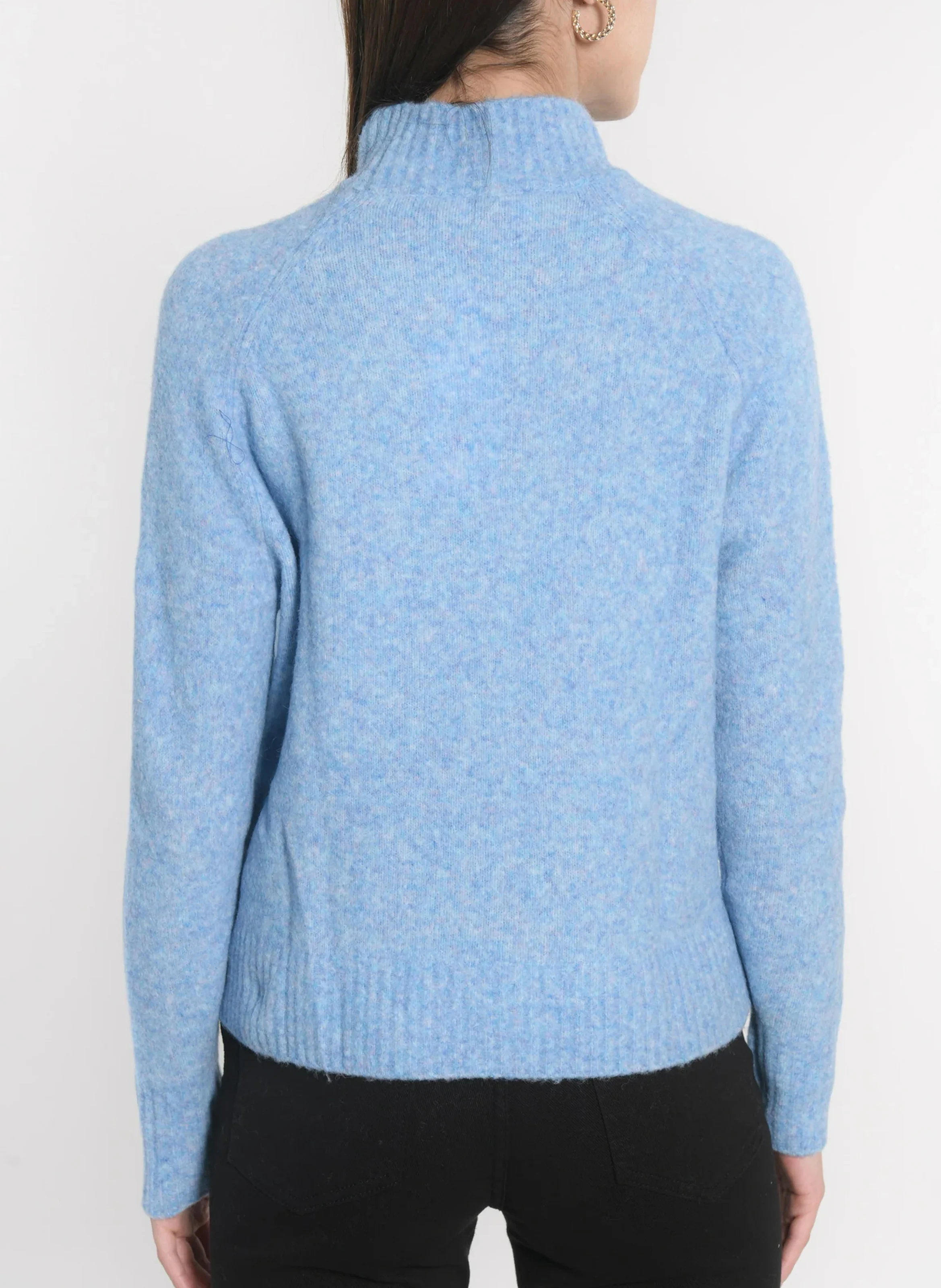 CONNIE - Pull col montant en laine mélangée | Bleu