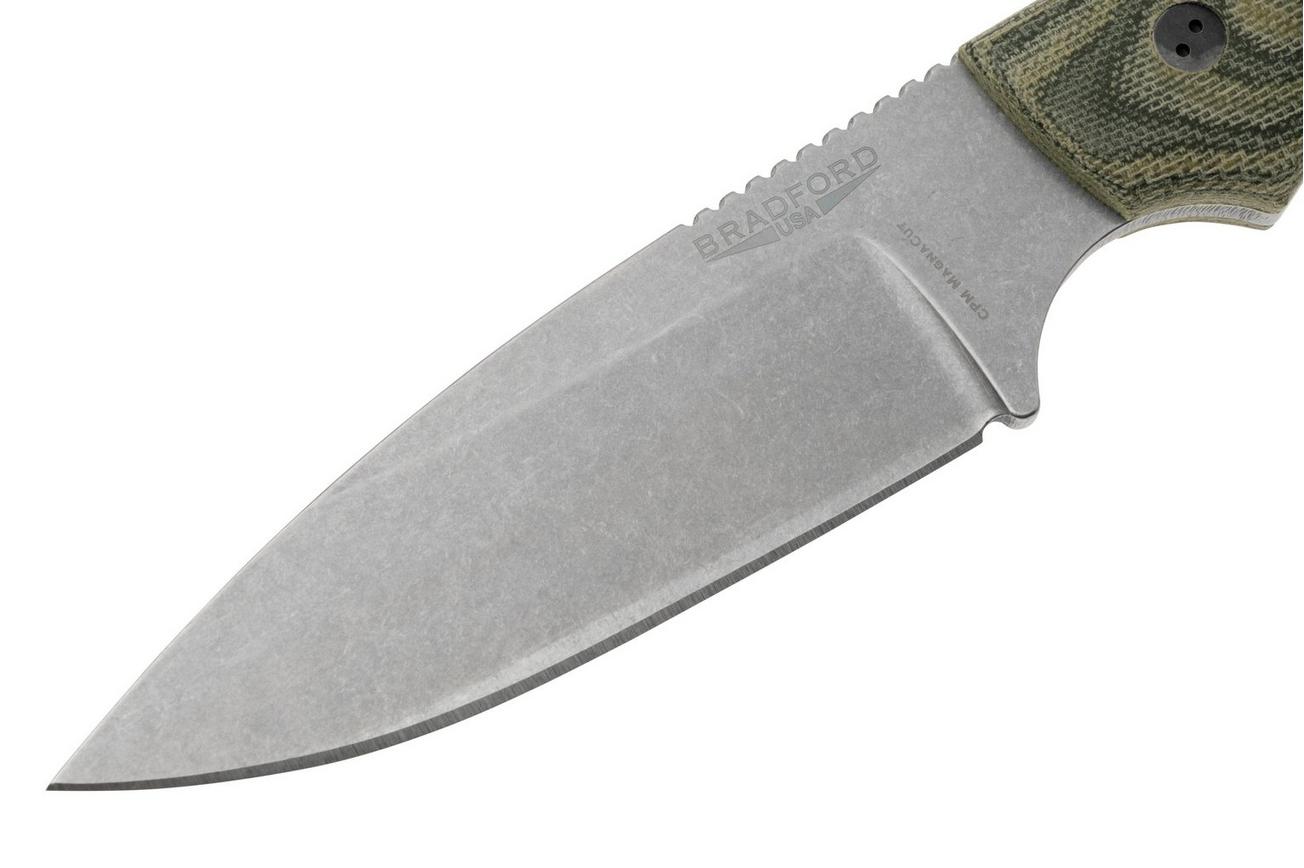 Bradford Knives Guardian 4.2 Camo Micarta 3D, CPM-Magnacut, Sabre Grind, Stonewashed Finish, vaststaand mes