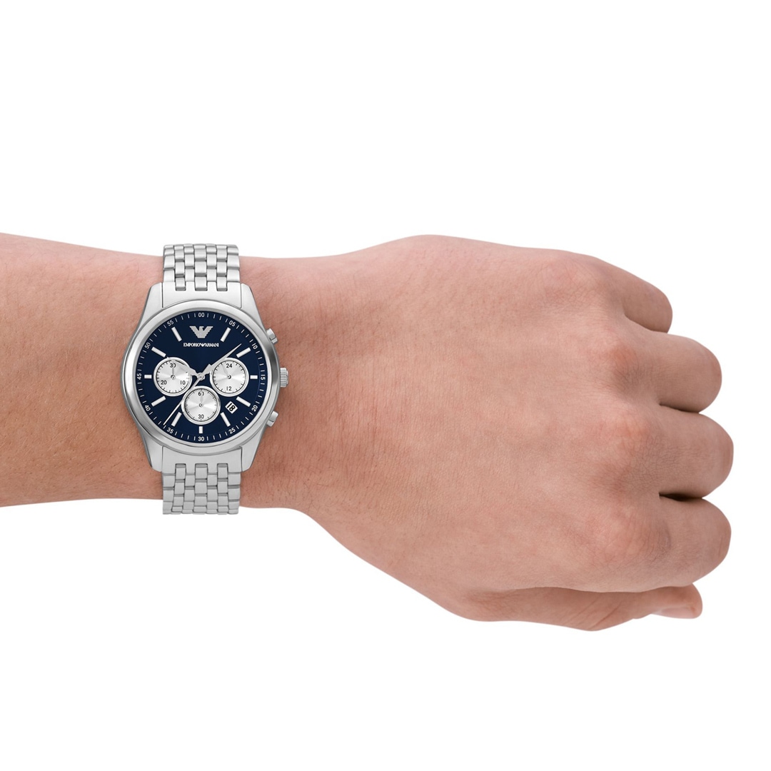 Emporio Armani Antonio Chronograph Silbrig / Blau