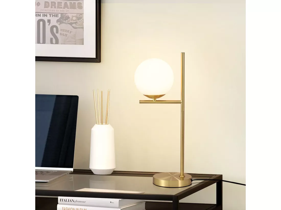 NETTLIFE lampe de table salon moderne de chevet - en verre blanc douille E27 industrielle avec interrupteur pour chambre bureau