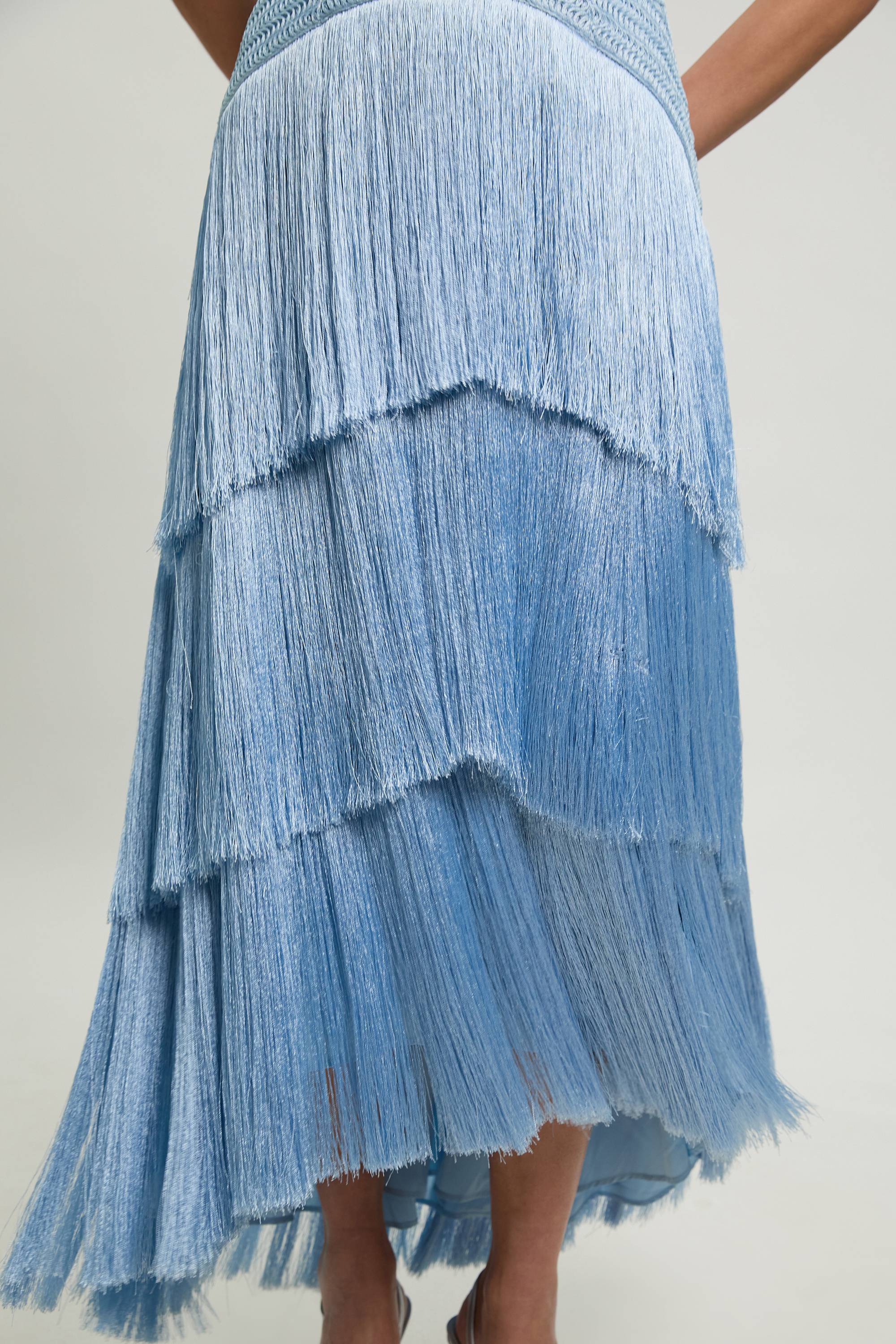 KarenMillen Robe Longue Tissée À Col Licou Avec Perles Et Franges