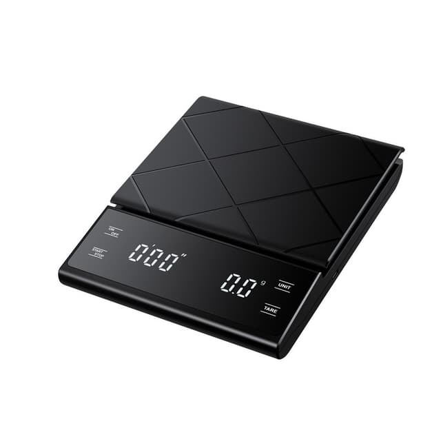 5 kg/0,1 g kaffevægt med timer USB-opladning Sort