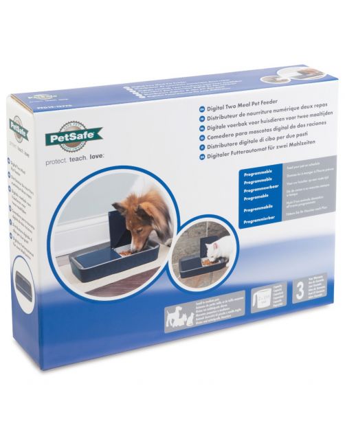 Petsafe Digitale Dubbele Voerbak - Hondenvoerbak - 6.5x30.1x22.5 cm Blauw Grijs