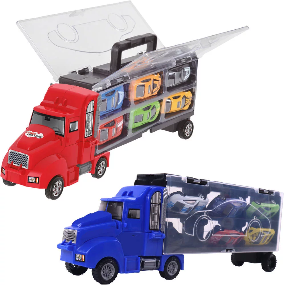 CAMION TRANSPORT MALLETTE 37CM ROUES LIBRES 6 VOITURES