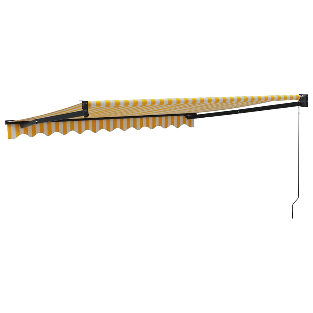 Auvent rétractable jaune et blanc 3,5x2,5 m tissu et aluminium