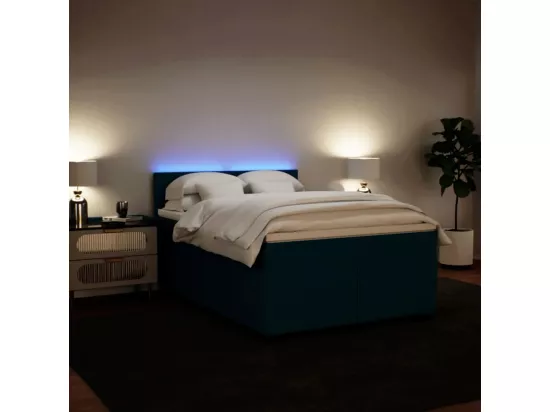 Sommier à lattes de lit et matelas bleu 160x200 cm velours