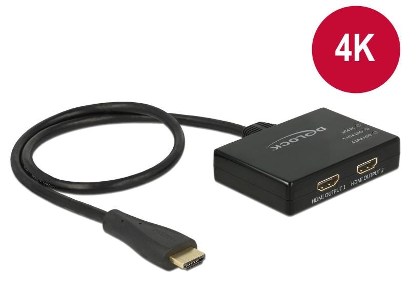 Delock 2-Port Signalsplitter HDMI - HDMI 4K/30Hz 2-Port HDMI-Signalsplitter, Aktiv