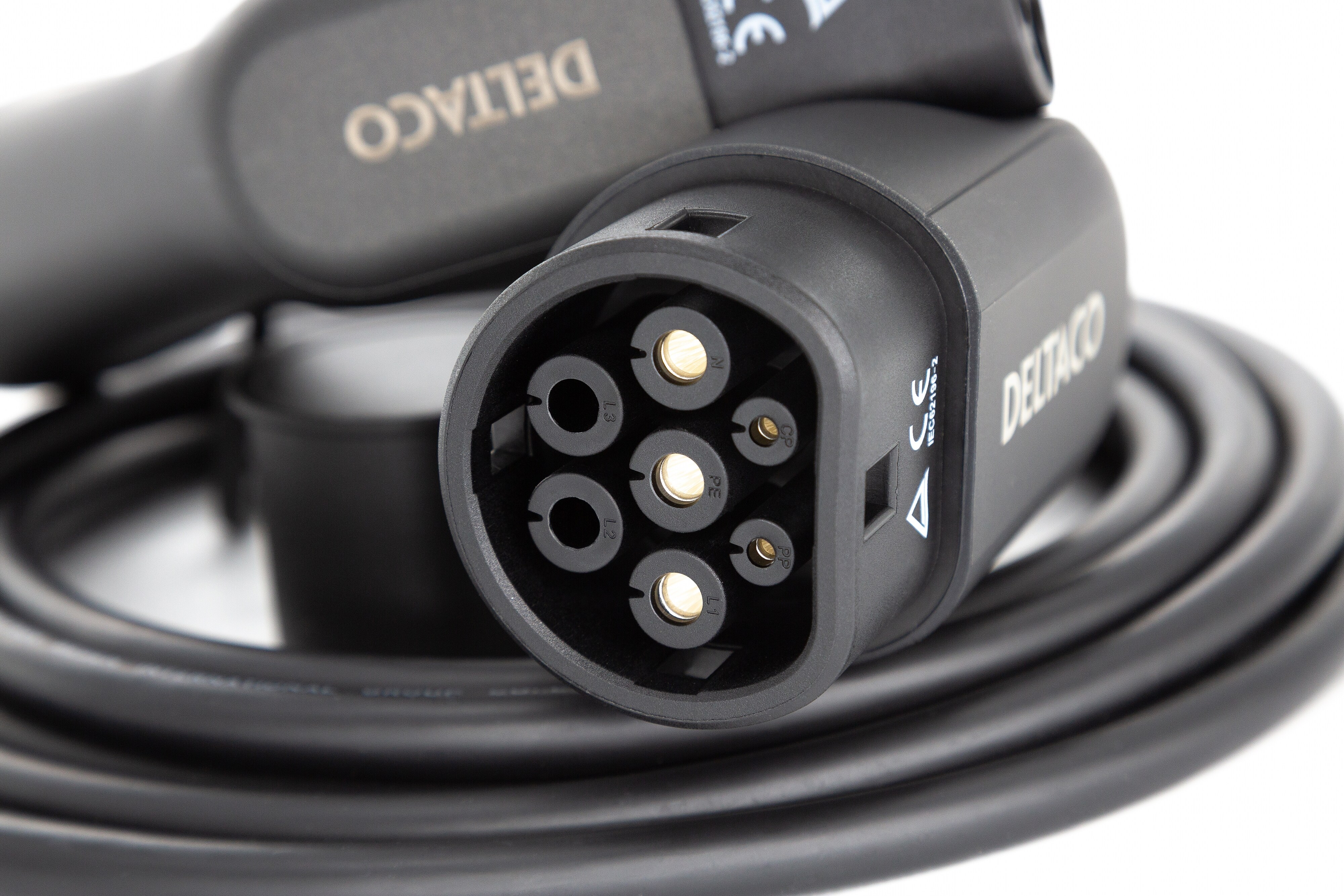 Deltaco E-Auto Ladekabel, Typ2 auf Typ2, 32 A, 22 kW, 3-phasig, 3m