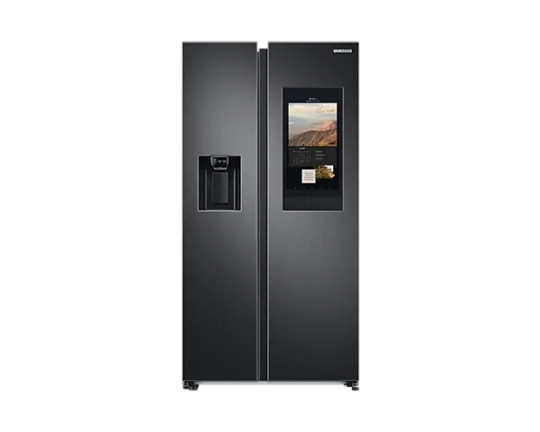 Samsung Family Hub RS6HA8891B1 - Køleskab/fryser - side-by-side med vanddispenser, isdispenser - Wi-Fi - bredde: 91.2 cm - dybde: 71.6 cm - højde: 178 cm - 614 liter - Klasse E - premium sort stål/sort