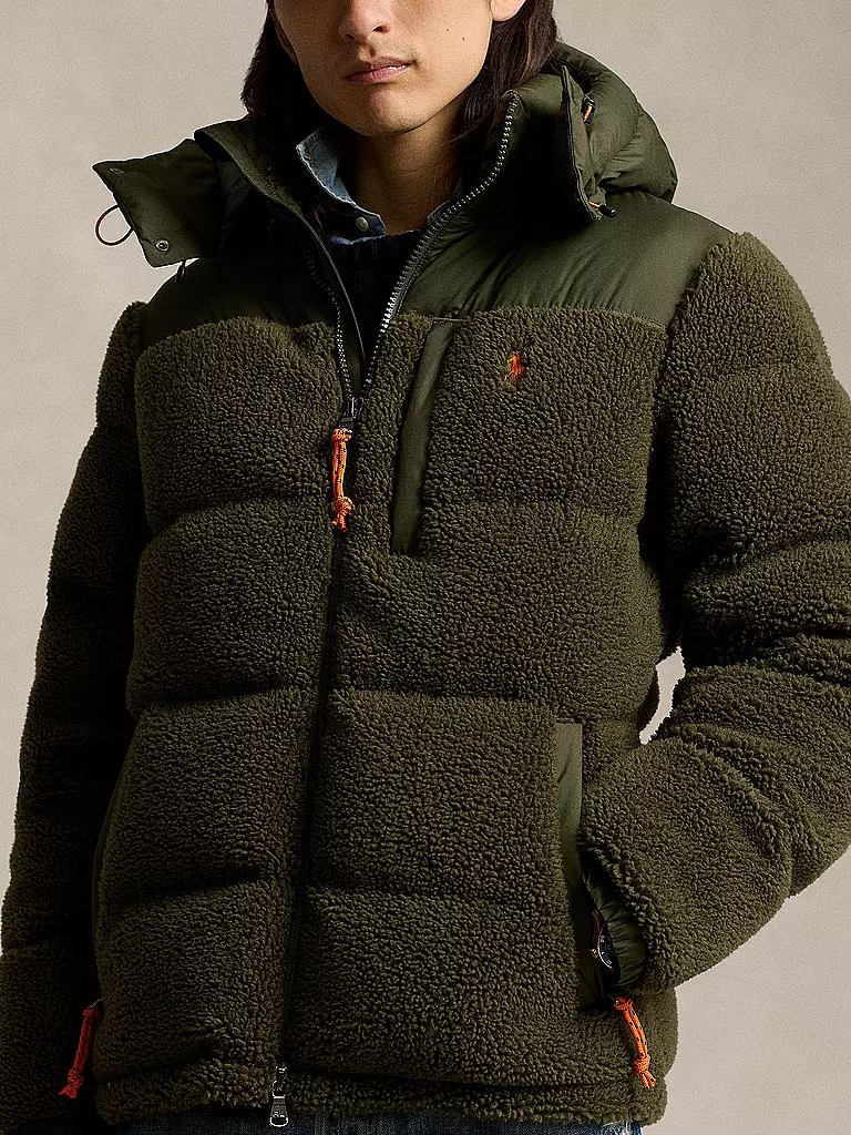 POLO RALPH LAUREN Daunenjacke in Felloptik ELCAP TEDDY olive